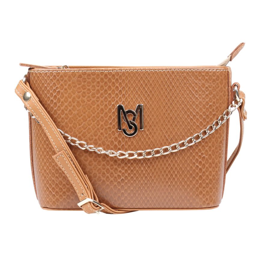 Bolsa Mini Bag Feminina Escamado Conhaque 3695 - Monica Sanches