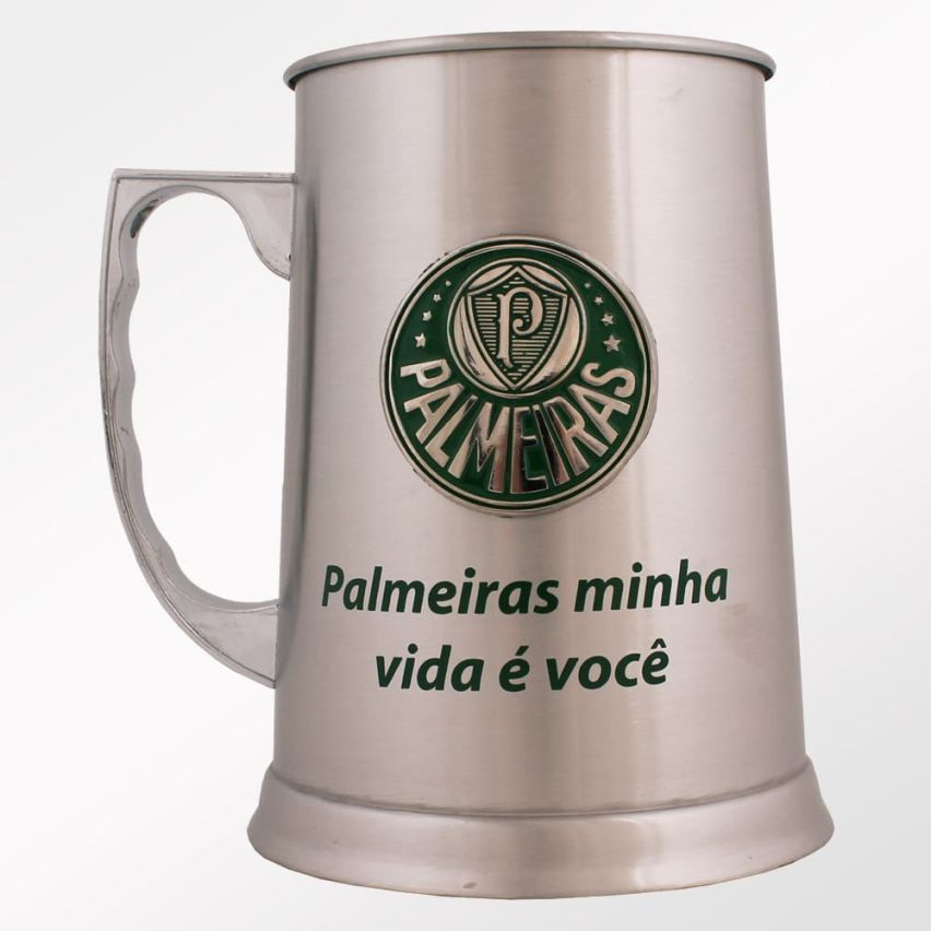 Caneca do Palmeiras de Inox com Escudo Alto Relevo 450 ml