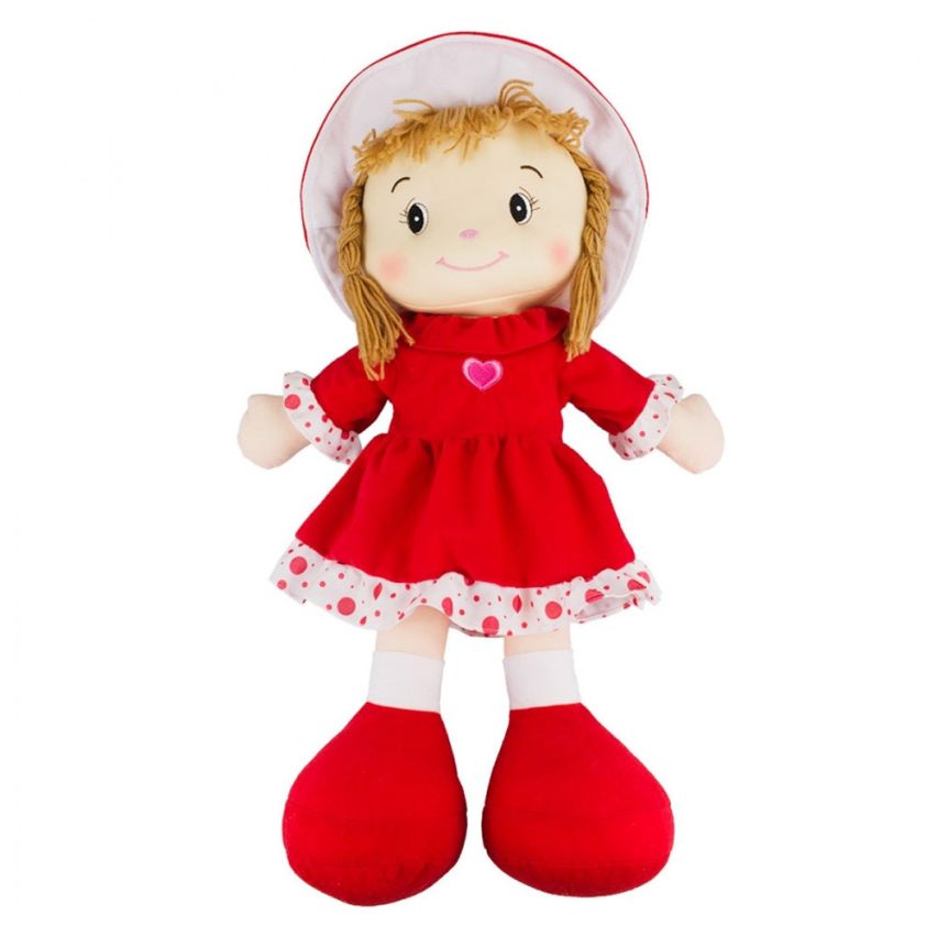 Boneca de Pano com Vestido Vermelho 60 cm