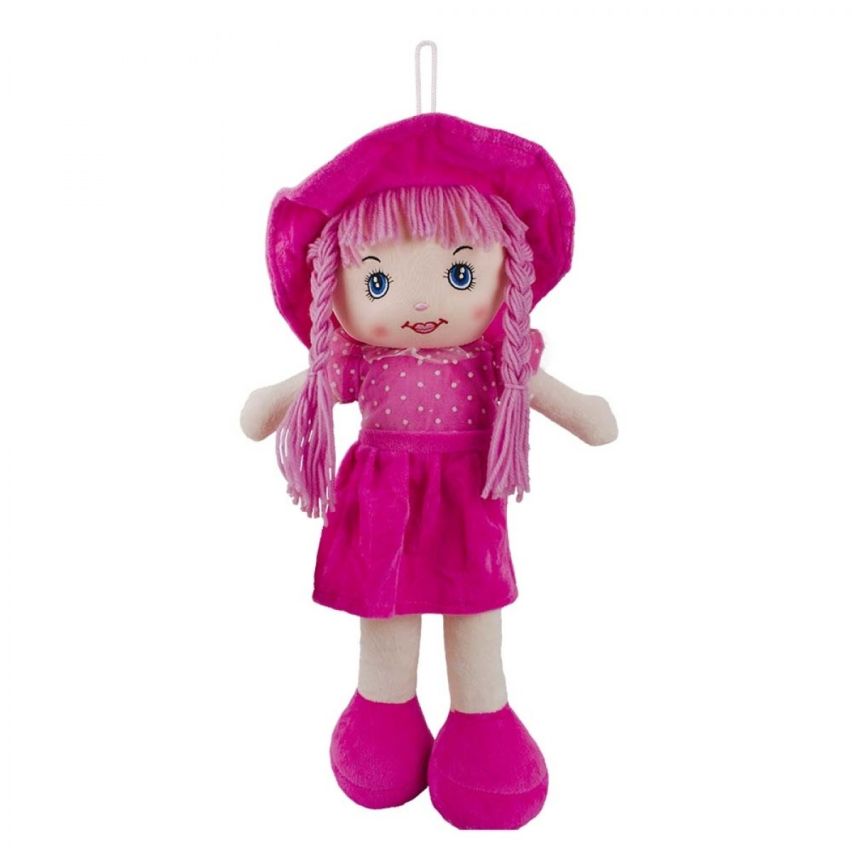 Boneca de Pano Vestido e Chapéu Pink 55 cm - Fofy Toys