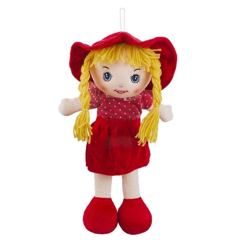 Boneca de Pano Vestido e Chapéu Vermelho 55 cm - Fofy Toys