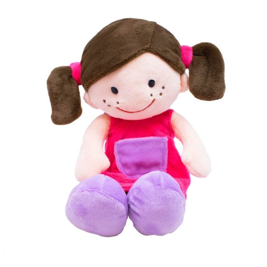 Boneca de Pelúcia Menina Sorridente Lilás 29 cm - Fofy Toys