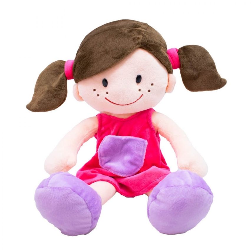 Boneca de Pelúcia Menina Sorridente Lilás 40 cm - Fofy Toys