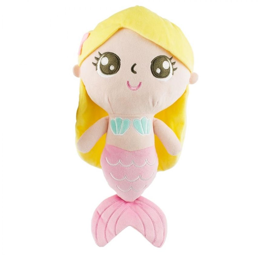 Boneca Sereia Cauda Rosa Cabelo Longo 42 cm - Fofy Toys
