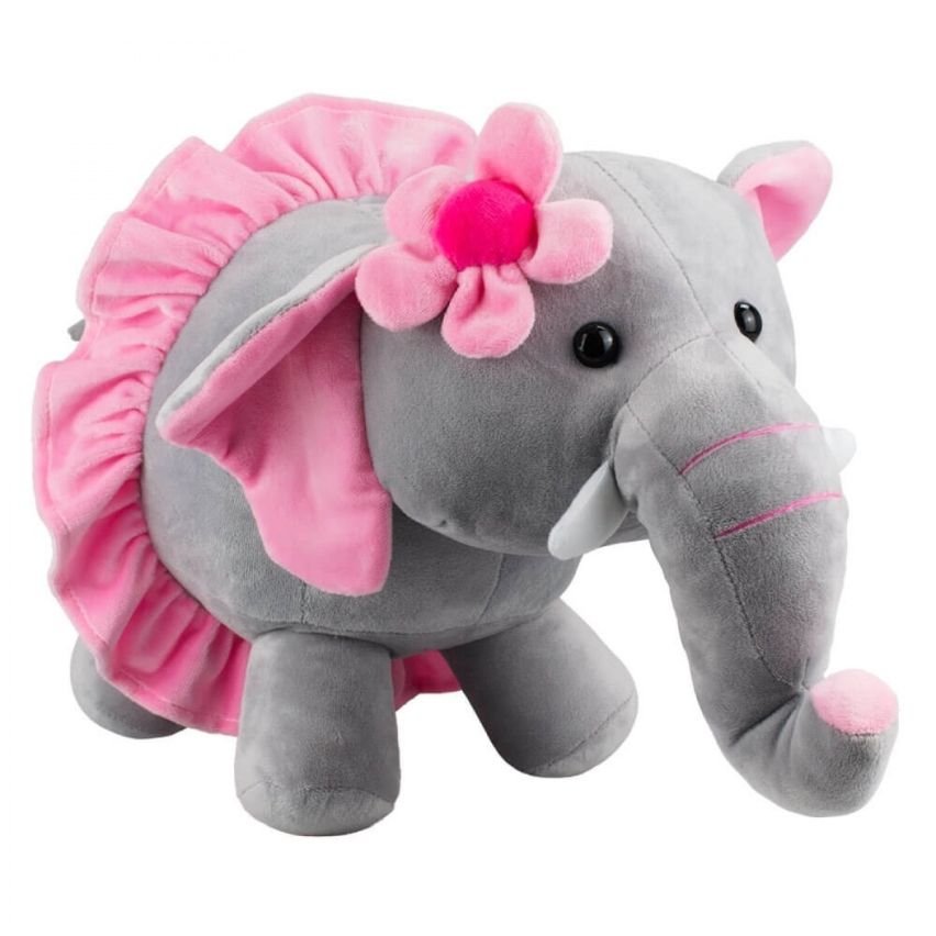 Elefanta de Pelúcia Cinza com Saia Rosa 38 cm - Fofy Toys