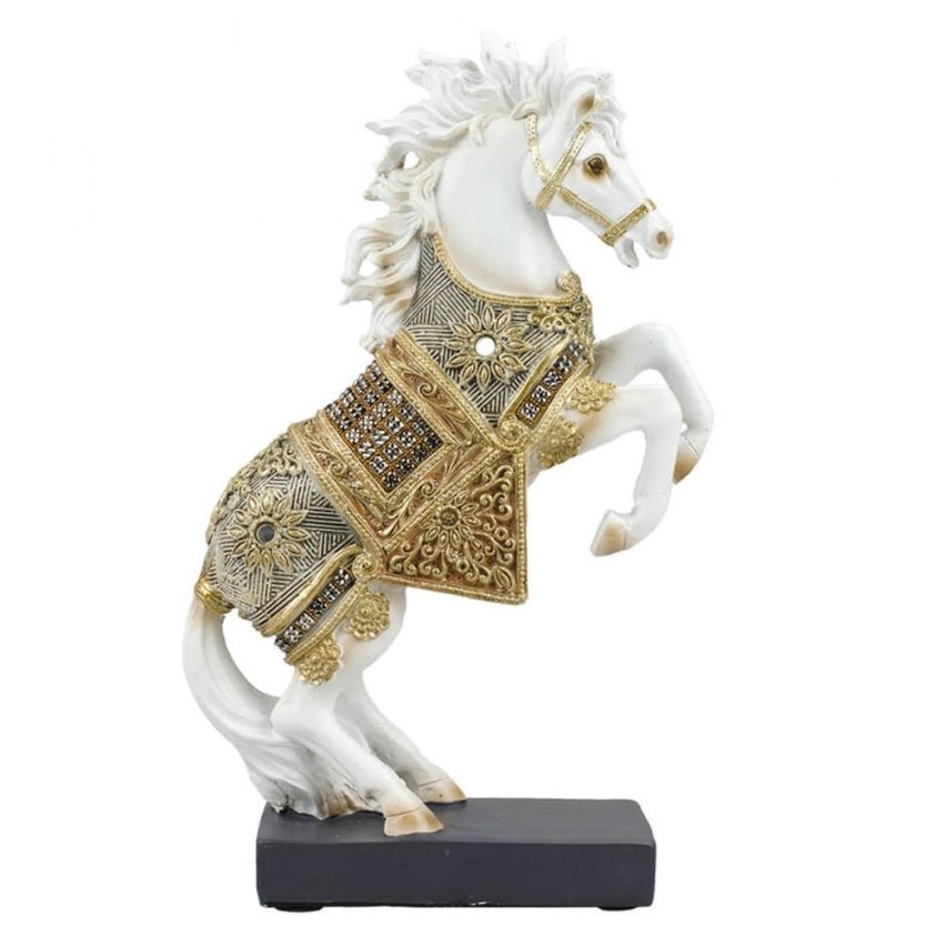 Estatueta Cavalo Branco em Resina 22,5 cm