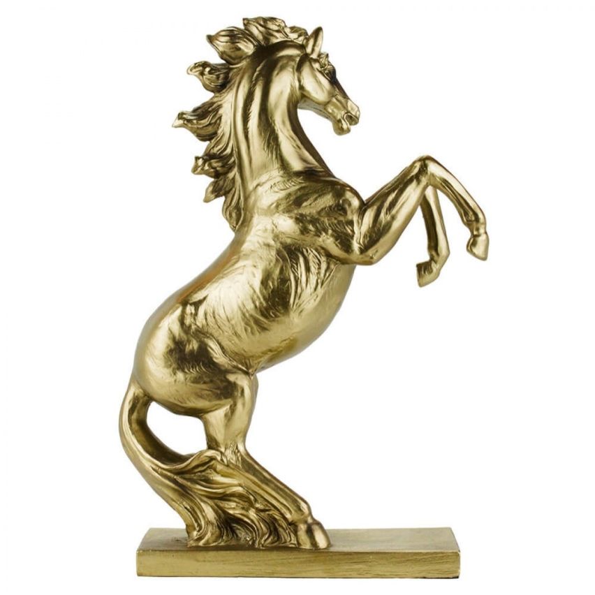 Estatueta Cavalo Dourado em Resina 31 cm