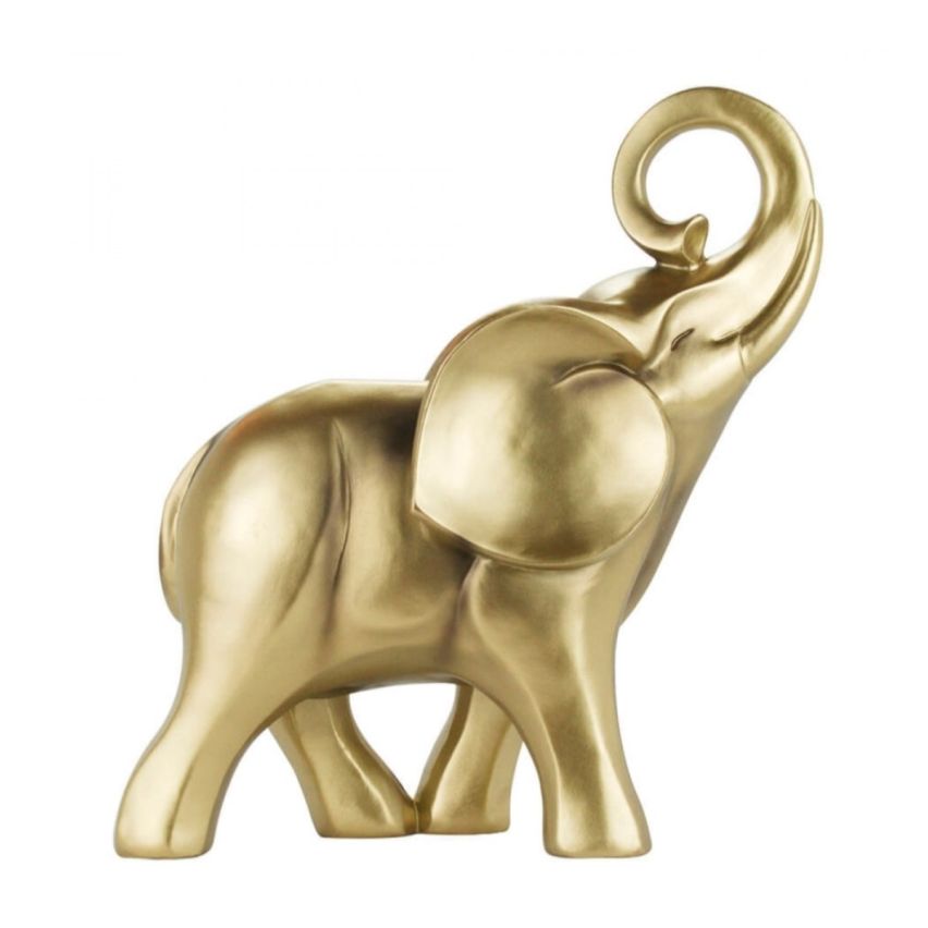 Estatueta Elefante Dourado em Resina 22 cm