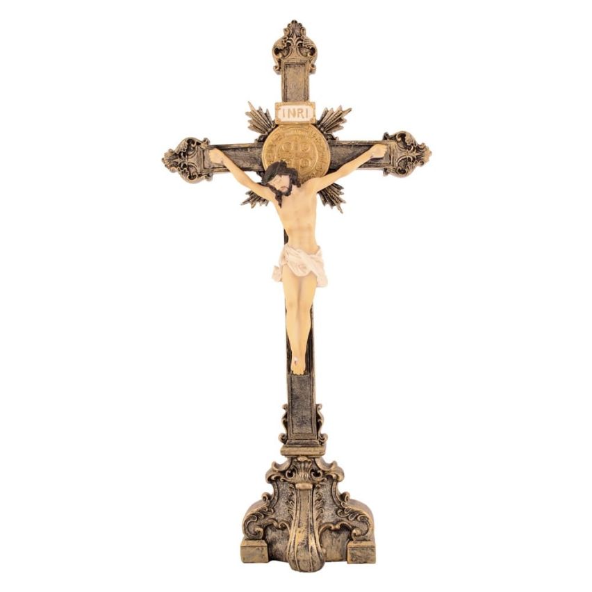 Imagem Crucifixo de Mesa em Resina 35 cm