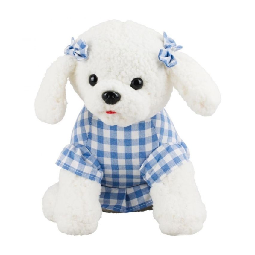 Poodle de Pelúcia Sentada com Vestido Azul 21 cm - Fofy Toys