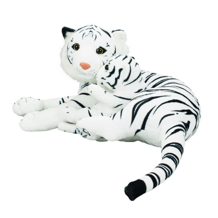 Tigre de Pelúcia Branco Mãe e Filhote 47 cm - Fofy Toys